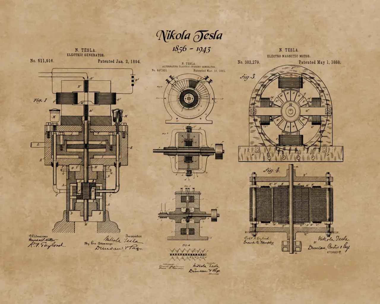 Nikola Tesla silnik indukcyjny schemat
