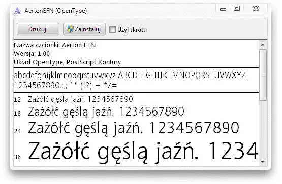 Instalacja czcionki Windows menu kontekstowe