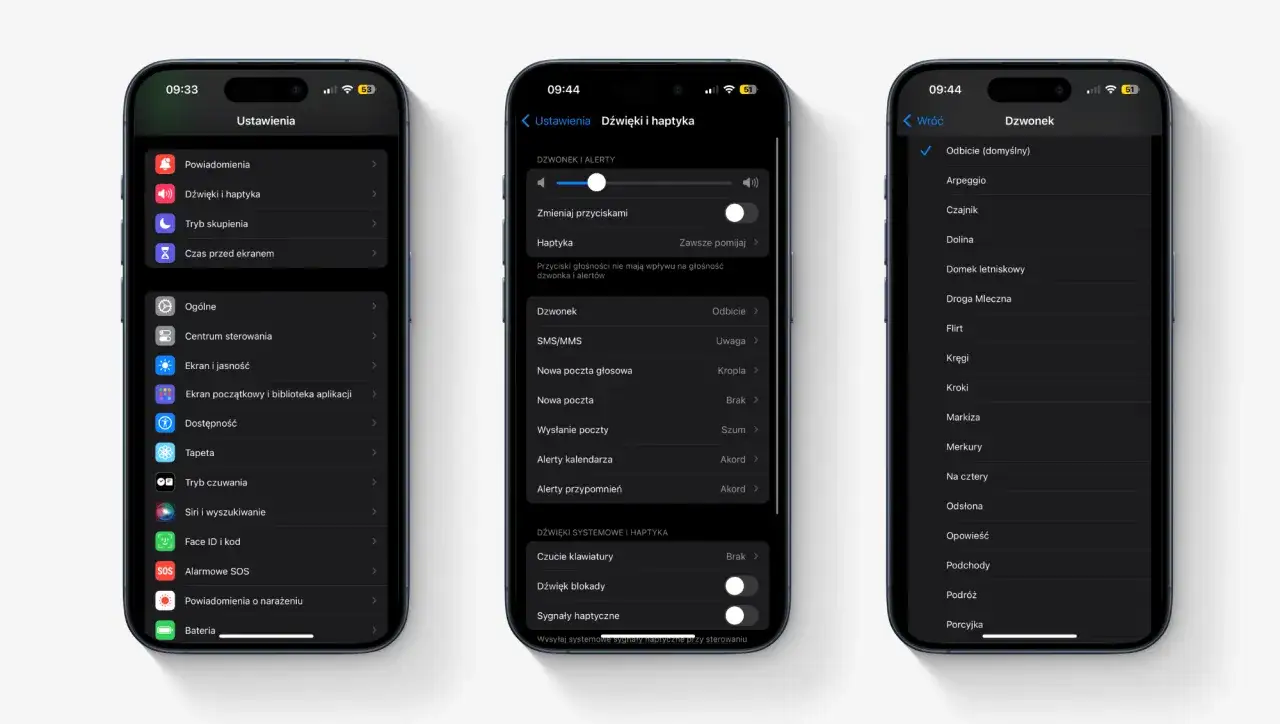 Ustawienia haptyki iPhone iOS