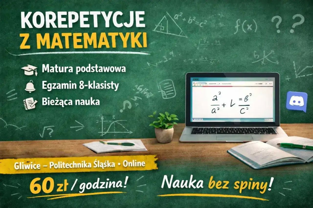 Korepetycje z matematyki dla maturzystów i ósmoklasistów. Pomoc w nauce bieżącej, rozwiązywanie problemów z matematyką. Nauka bez spiny!