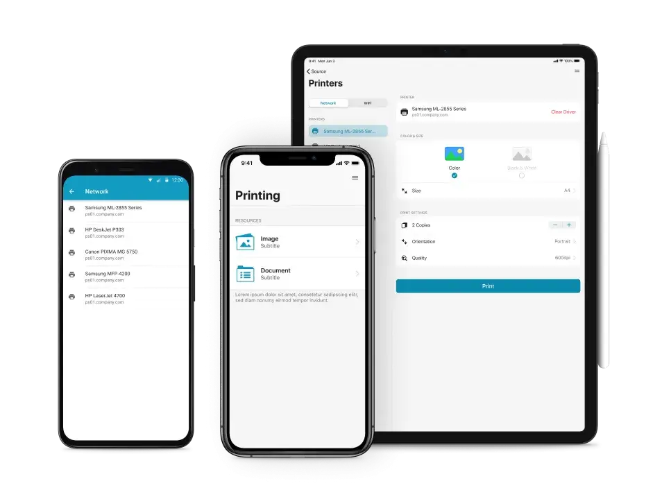 smartphone printing app interface