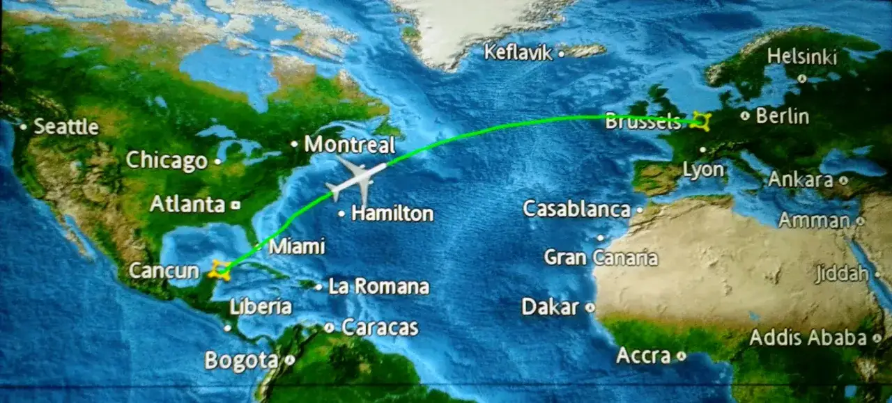 Mapa trasy lotu Polska Meksyk