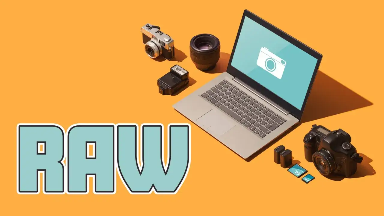 W jakim formacie robić zdjęcia? Laptop, aparat, obiektyw, lampa i karty pamięci. RAW to najlepszy format.