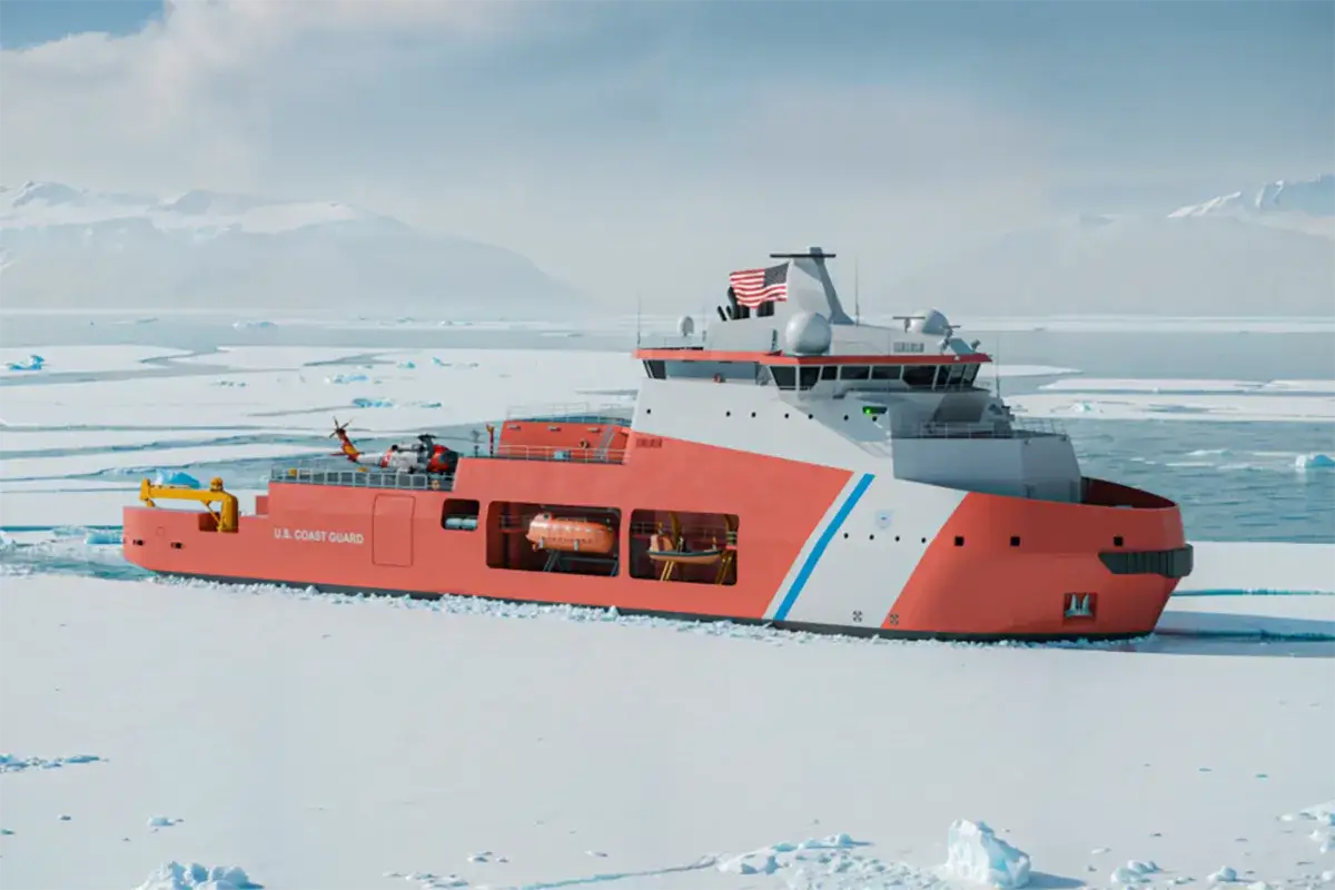 Lodołamacz U.S. Coast Guard przeciera szlak przez zamarzającą Zatokę Fińską, pokazując siłę w obliczu surowej zimy.