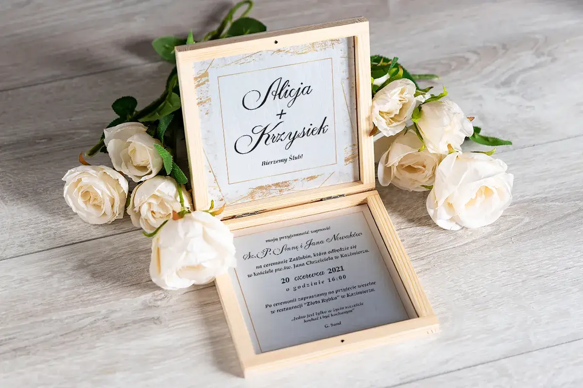 Kreatywne zaproszenie ślubne w pudełku