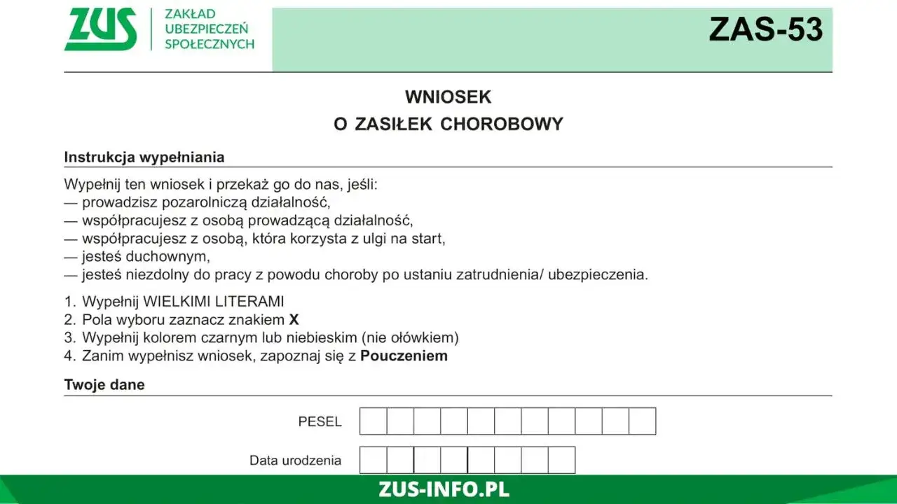 formularz ZUS ZAS-53 wz&oacute;r