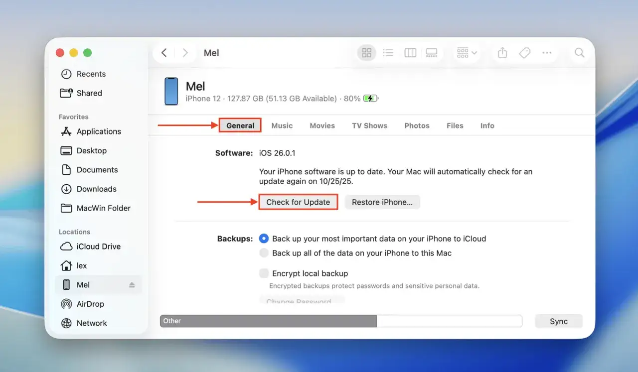 ios aktualizacja błąd brak miejsca