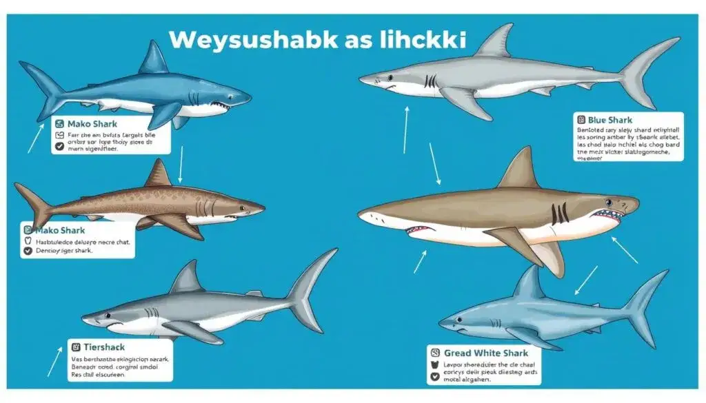 R&oacute;żne gatunki rekin&oacute;w Morza Śr&oacute;dziemnego