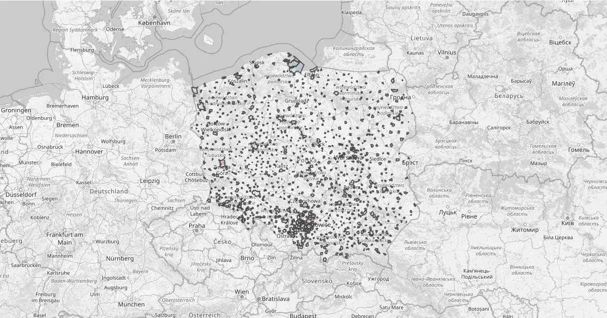 Mapa Polski z zaznaczonymi miastami, podróż służbowa do miejsca zamieszkania