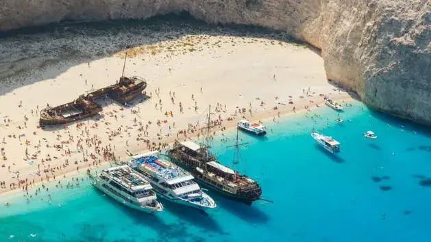 Zakynthos plaża Navagio samolot