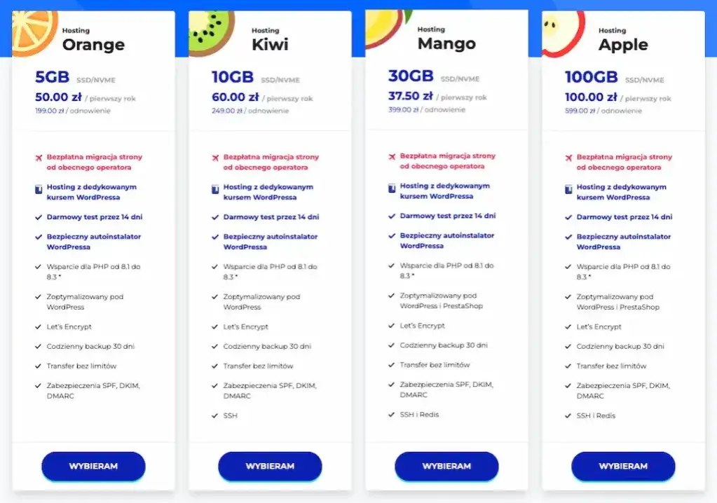 przykładowe koszty utrzymania strony blog firmowa sklep