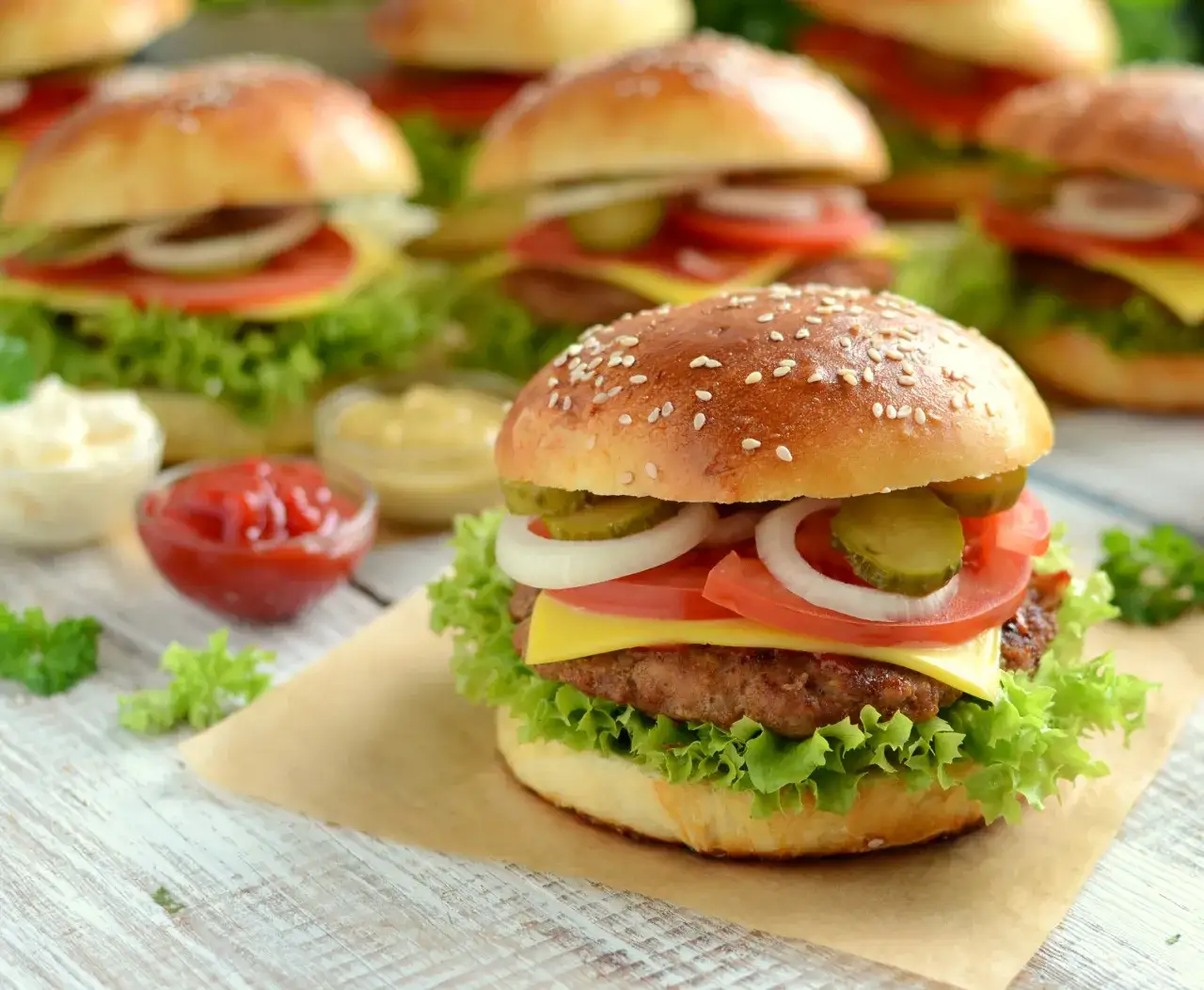 Składniki na domowe hamburgery