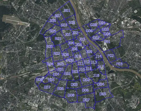 Mapa cen wynajmu miejsc parkingowych Warszawa dzielnice