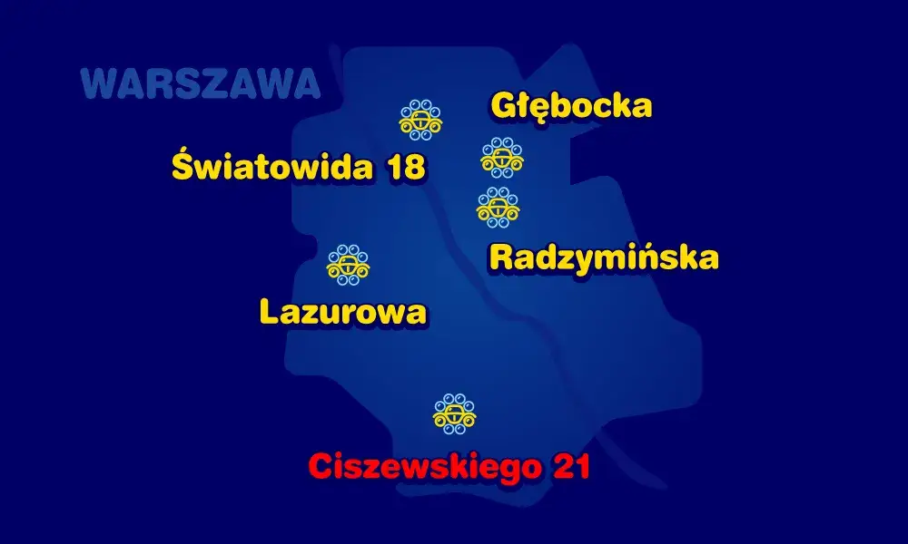 Lokalizacja myjni samochodowej mapa