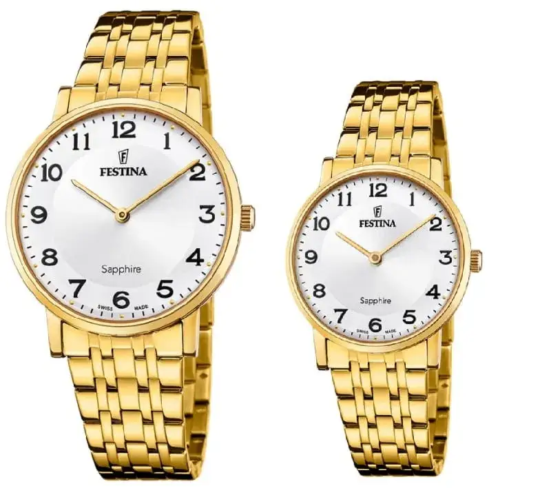 złota biżuteria grawerowana, eleganckie zegarki dla par