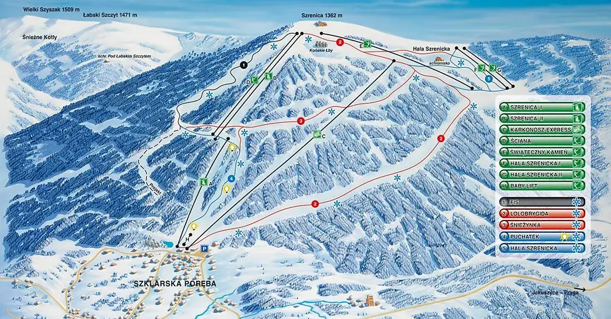 Mapa szlaków Szrenica Szklarska Poręba