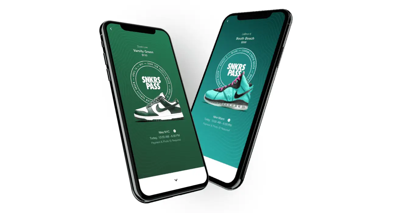 Aplikacja Nike SNKRS ekran gł&oacute;wny
