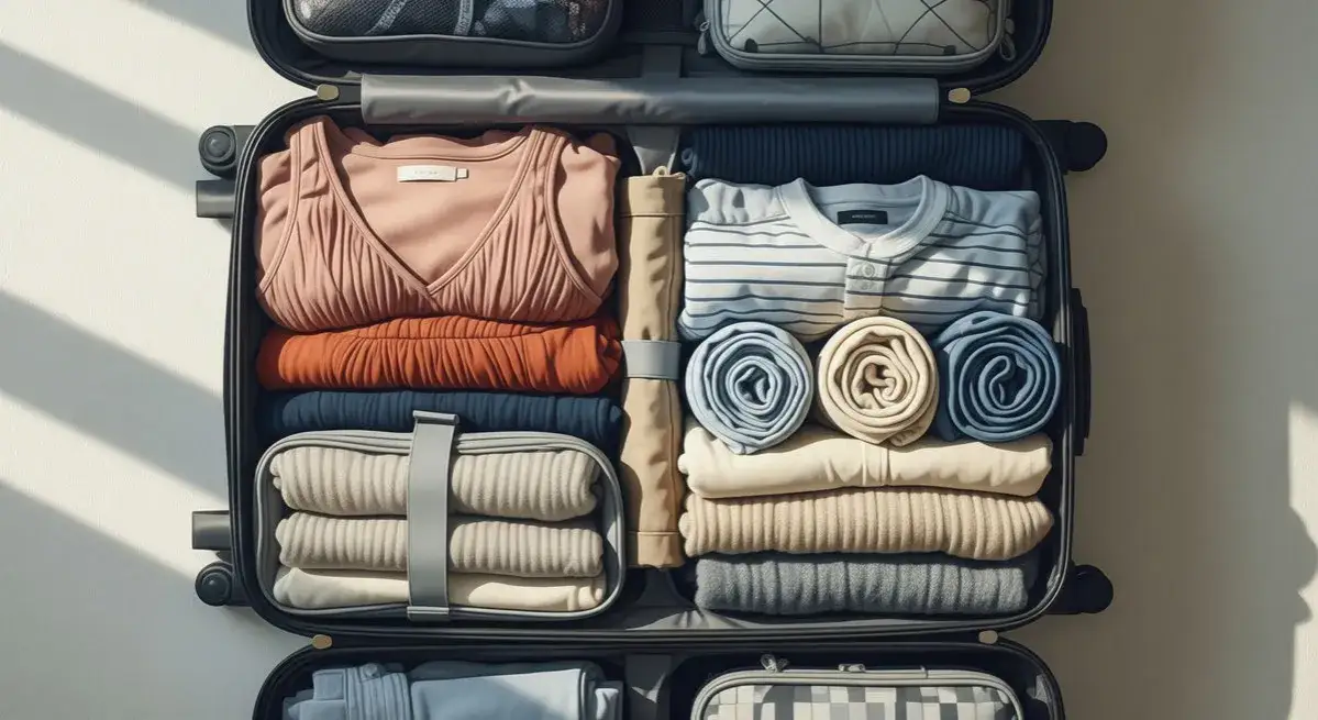 Ubrania w walizce, pakowanie ubrań na wyjazd, stylizacje podróżne