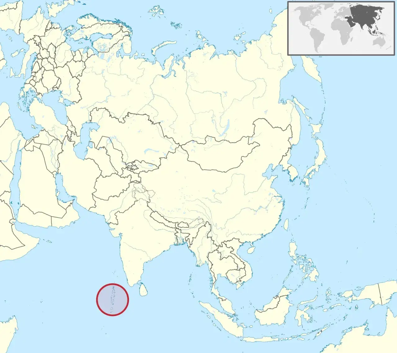 Mapa Malediw&oacute;w Ocean Indyjski Azja Południowa