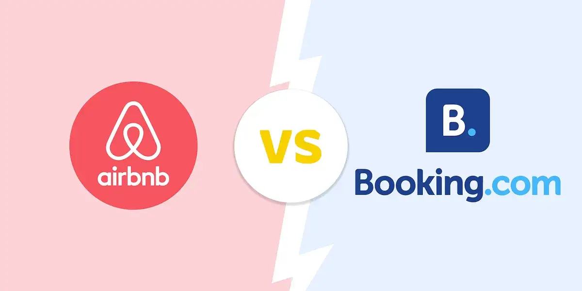 Booking.com vs Airbnb logo porównanie