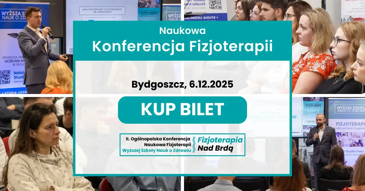 Fizjoterapeuta na konferencji naukowej lub w laboratorium badawczym