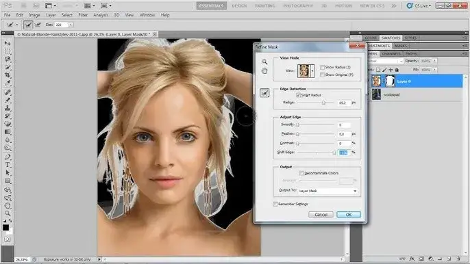 photoshop zaznacz i maskuj popraw krawędź włosy
