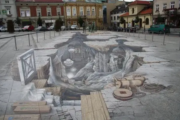 Rynek G&oacute;rny Wieliczka malowidło 3D