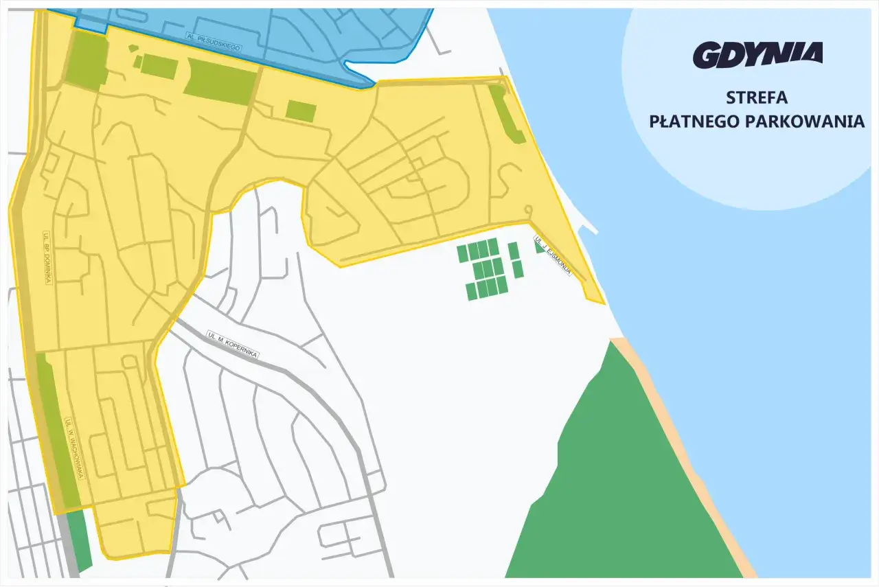 Mapa alternatywnych parking&oacute;w Akwarium Gdyńskie