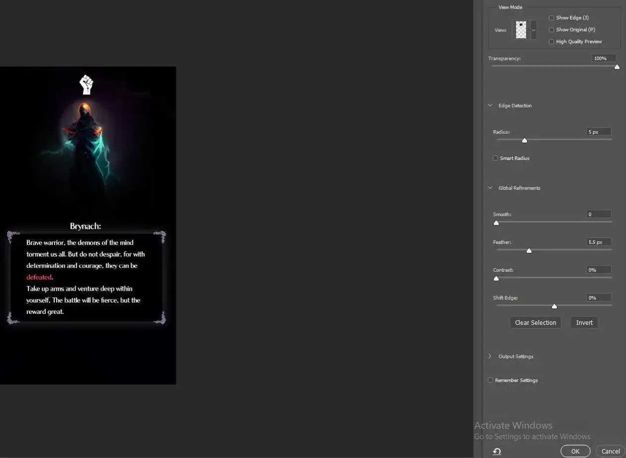 Photoshop zaznacz i maskuj workspace