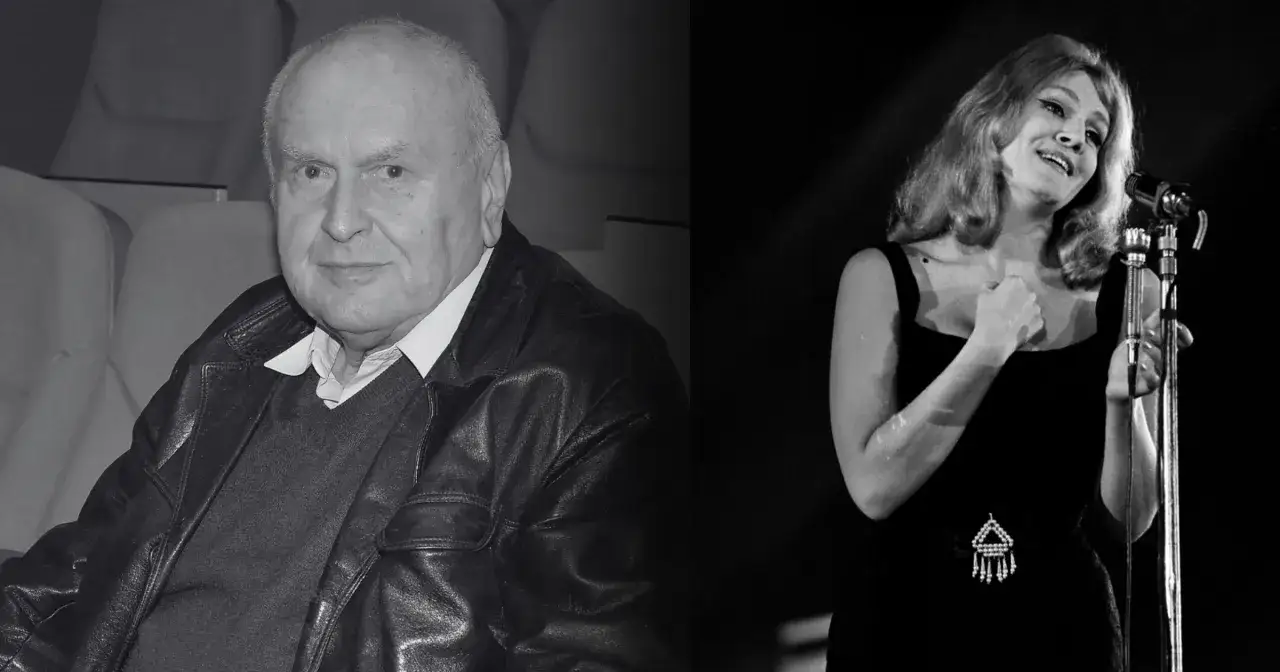 Mąż Anny German, Jerzy, i ona sama na scenie.