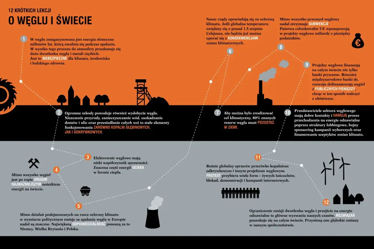 Jak powstał węgiel? Informacje dla dzieci: Węgiel to energia słoneczna milionów lat. Spalanie węgla szkodzi klimatowi, środowisku i zdrowiu.