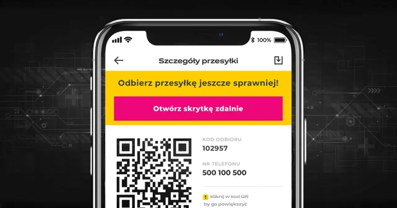 Aplikacja InPost pokazuje kod odbioru i QR do otwarcia skrytki. Dowiedz się, jak przekierować paczkę InPost w aplikacji.