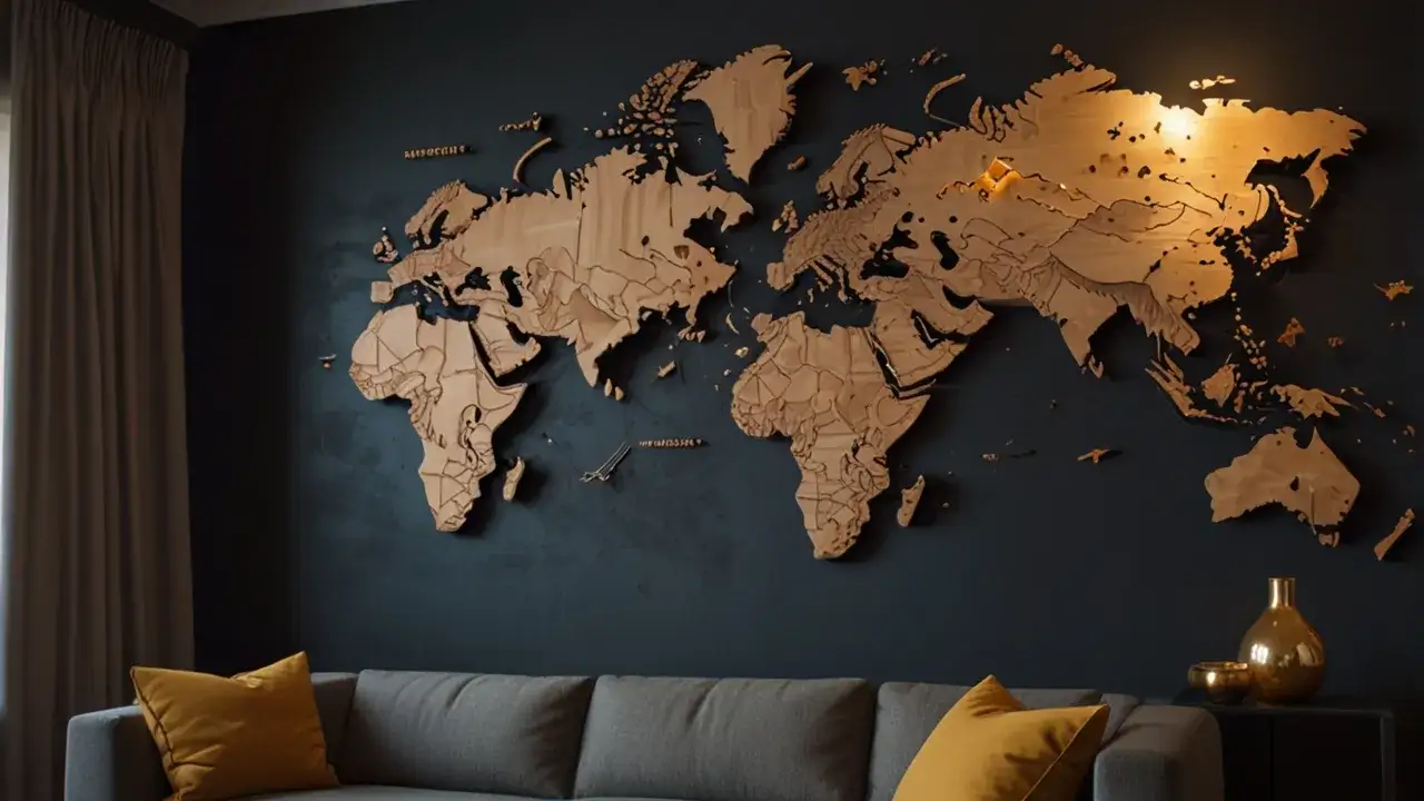 Zdjęcie Mapa 3D na ścianę: Nowoczesna dekoracja do Twojego wnętrza