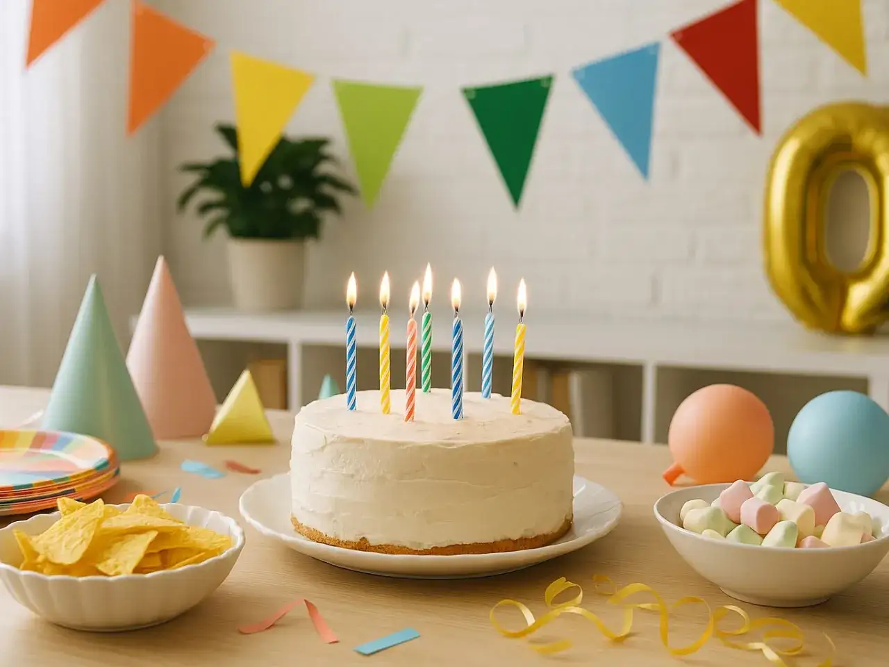 Tort urodzinowy z płonącymi świeczkami, chipsy, pianki i balony. Ile kosztuje impreza urodzinowa na 20 osób?