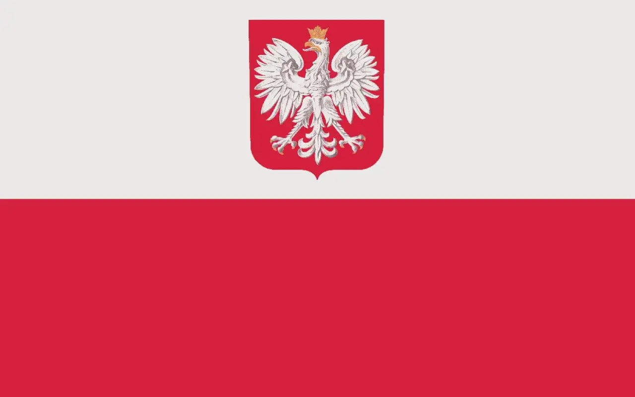 Flaga Polski z godłem i bez