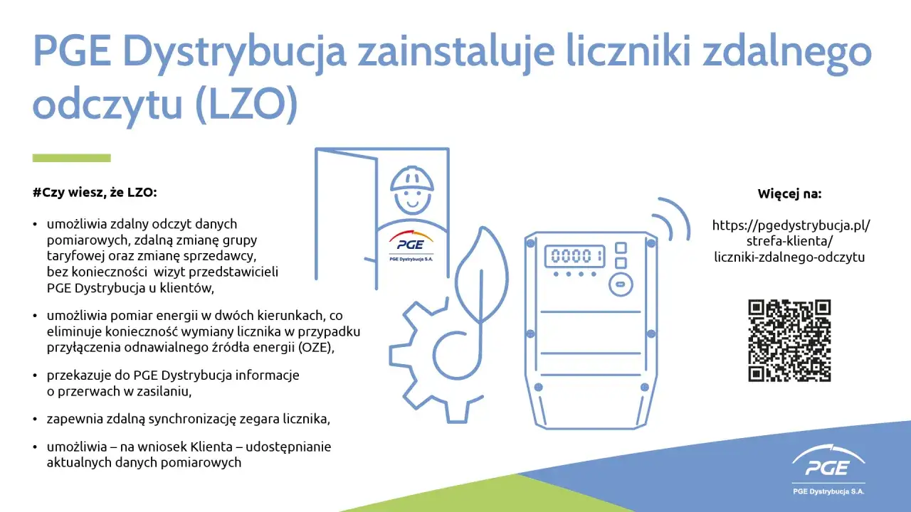 PGE Dystrybucja instaluje liczniki zdalnego odczytu (LZO). Co to licznik? To urządzenie, które umożliwia zdalny odczyt danych i wiele więcej.