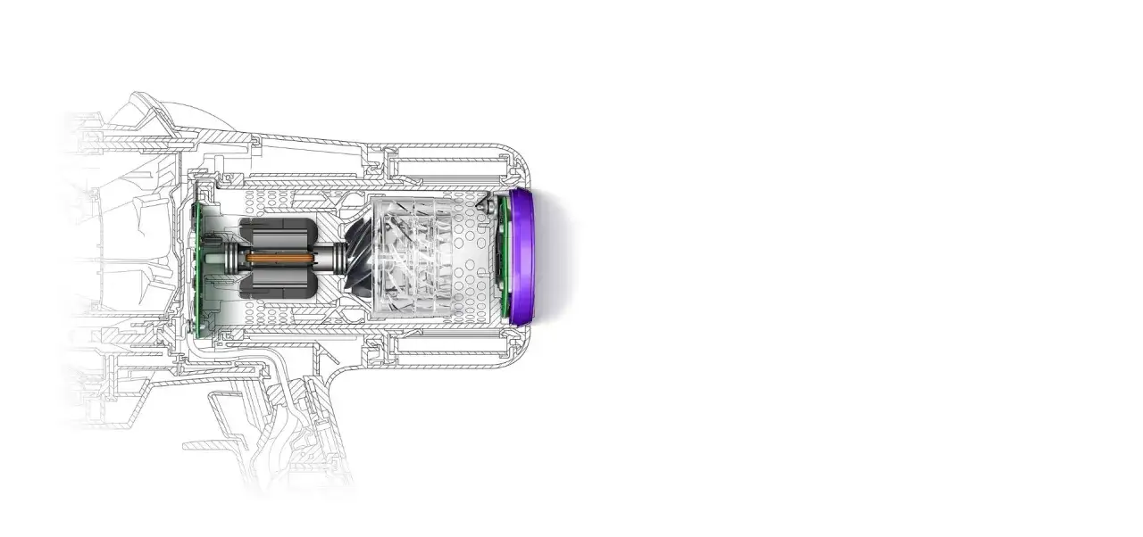 Dyson Hyperdymium motor and cyclone technology diagram
