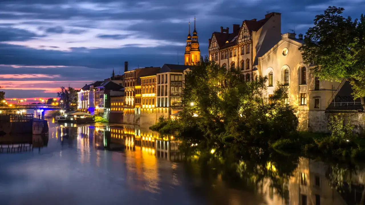 Opolska Wenecja nocą