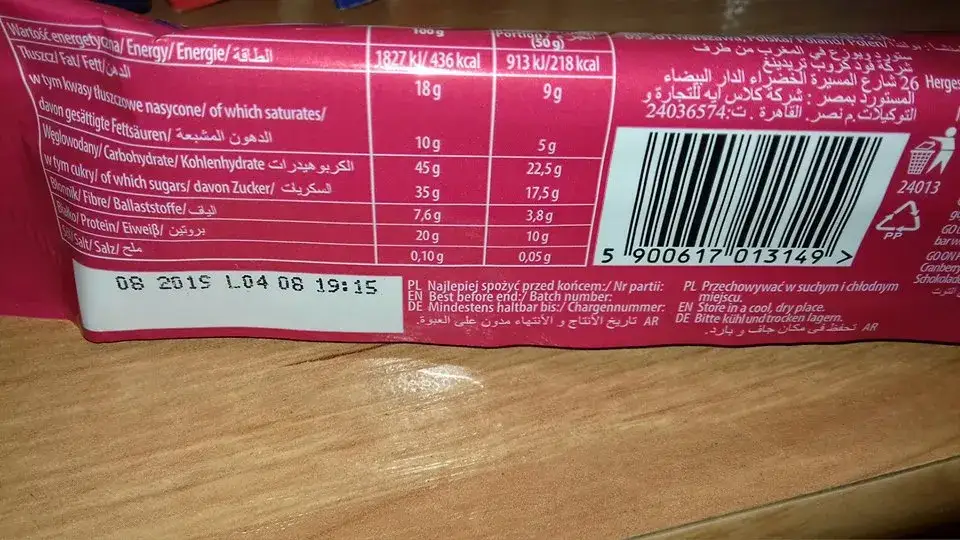 etykieta batona proteinowego makroskładniki