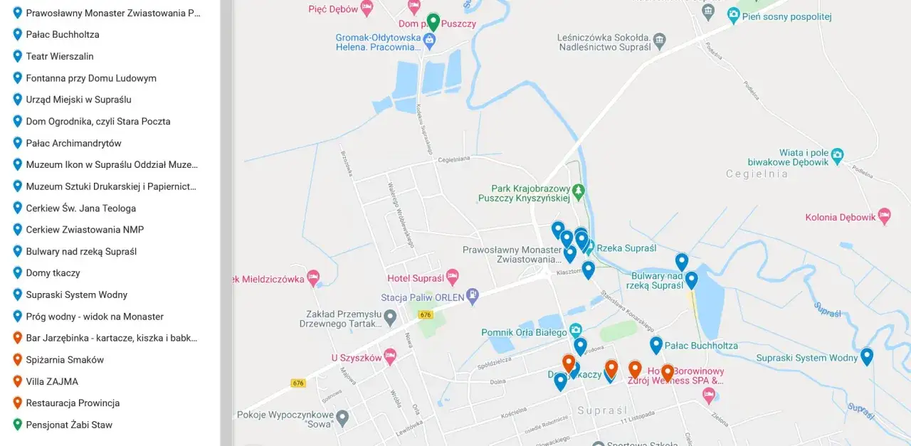 mapa restauracji supraśl