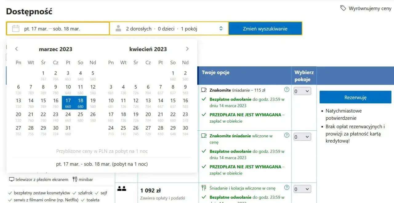 ukryte opłaty rezerwacja noclegu