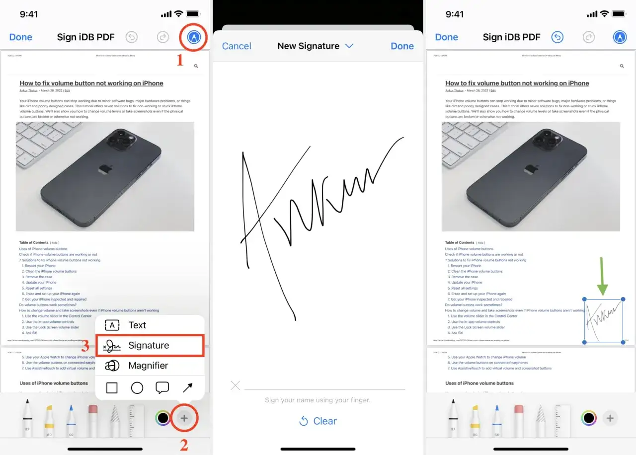 iphone screen print to pdf gesture