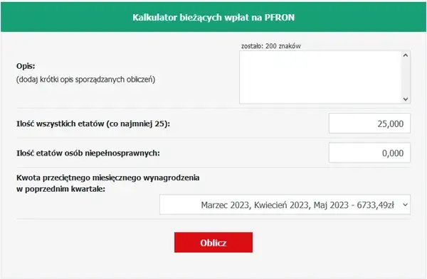 PFRON dofinansowanie wynagrodzenia kalkulator