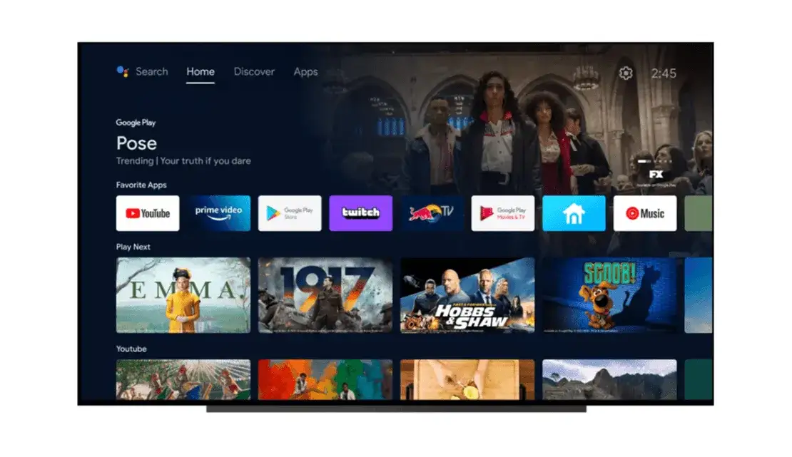 telewizor z android tv ekran gł&oacute;wny