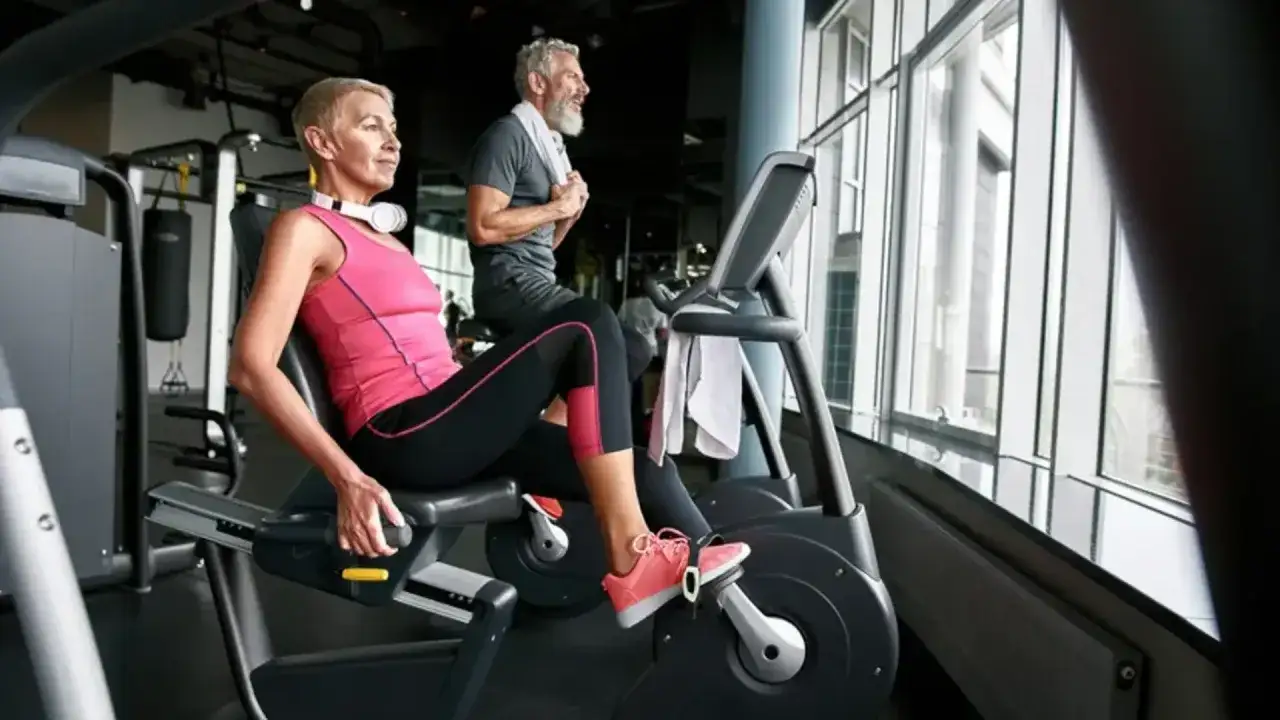 Para, ćwicząca na rowerku stacjonarnym, wspiera odchudzanie. Metformax 500 może być pomocny w tym procesie.