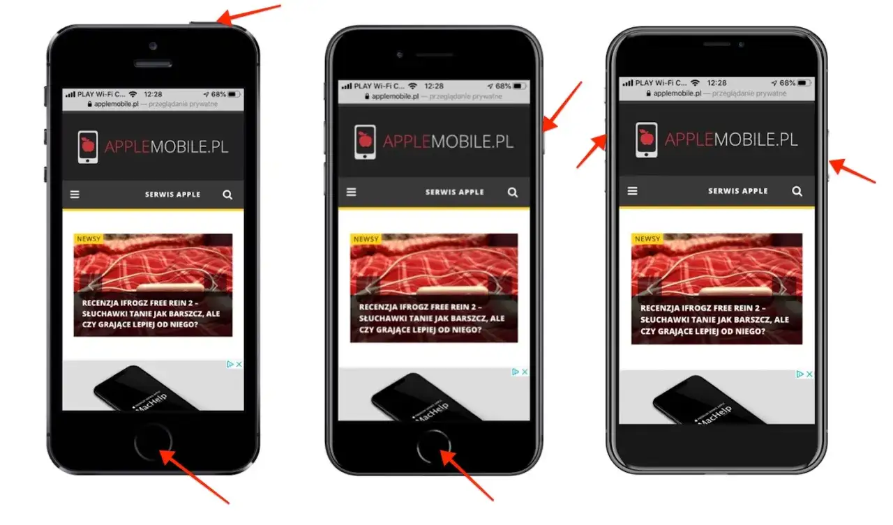 Długi zrzut ekranu iPhone Safari