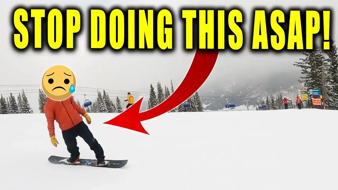 Snowboarder popełniający błąd sztywnej postawy