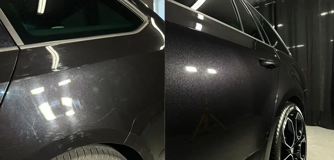 przed i po polerowaniu lakieru samochodowego