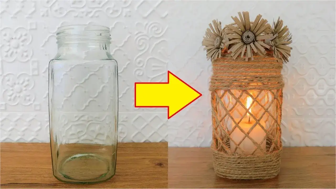 DIY lampion ze słoika sznurek jutowy