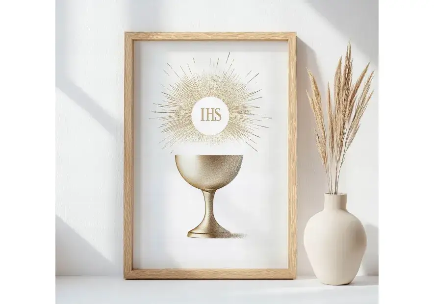 otwarta księga z cytatem biblijnym i hostia